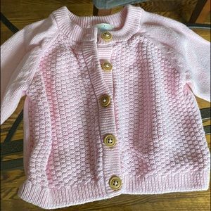 Baby girl pink knit button up sweater